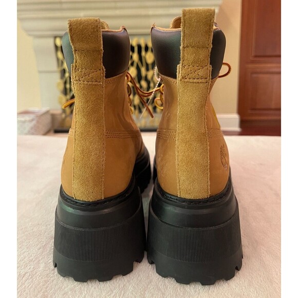 NEW Timberland Boots Women's Size 8 Sky 6-inch Wheat Tan in Lace Up Platform - Picture 4 of 10